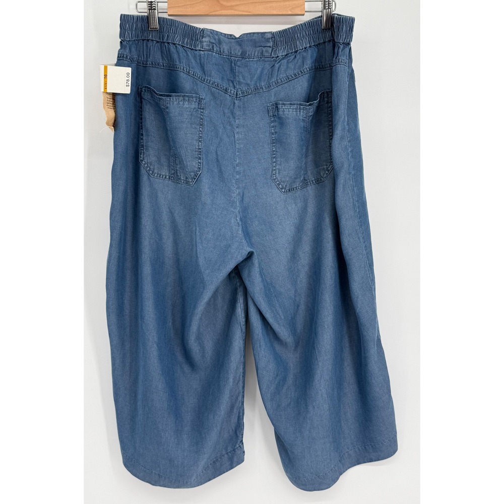 Democracy Indigo Blue Cropped Pull-On Wide Leg Pants - Picture 6 of 14
